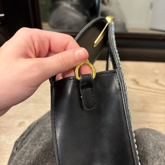 Glamorous Black and Silver Mini Bag with Crescent Shape - Picture 6 of 7